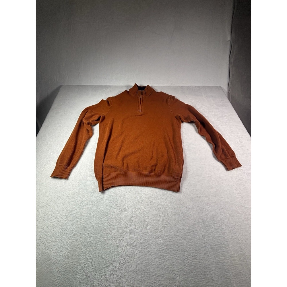 Club Room Men's Large 100% Cashmere Orange 1/4 Zip Pullover Long Sleeve Sweater